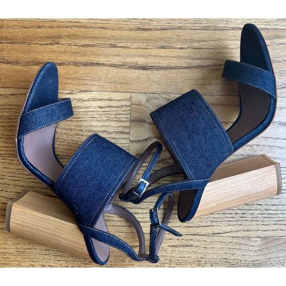 Tabitha Simmons Stevie Denim Block Heel Ankle Wrap Sandal Size 37 - Picture 12 of 12